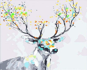 paint by numbers | Deer with colored wood | animals deer easy | FiguredArt