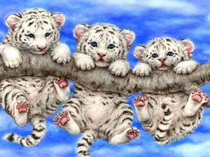 Diamond Painting | Diamond Painting - Babies Tigers mischievous | animals Diamond Painting Animals tigers | FiguredArt