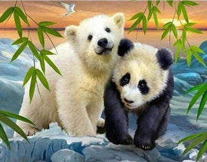 Diamond Painting | Diamond Painting - Bear and Panda | animals bear Diamond Painting Animals pandas | FiguredArt