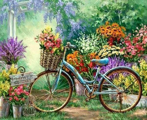 Diamond Painting | Diamond Painting - Bicycles and Flowers | Diamond Painting Flowers flowers | FiguredArt