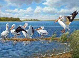 Diamond Painting | Diamond Painting - Birds on the Lake | animals birds Diamond Painting Animals | FiguredArt