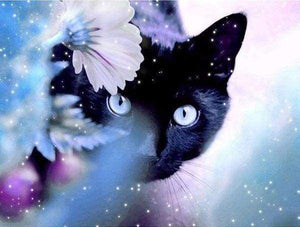 Diamond Painting | Diamond Painting - Cat and Flower | animals cats Diamond Painting Animals | FiguredArt