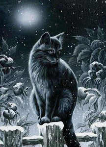 Diamond Painting | Diamond Painting - Cat in the Snow | animals cats Diamond Painting Animals winter | FiguredArt