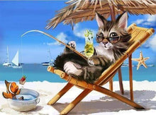 Load image into Gallery viewer, Diamond Painting | Diamond Painting - Cat relaxing Summer Time | animals cats Diamond Painting Animals | FiguredArt