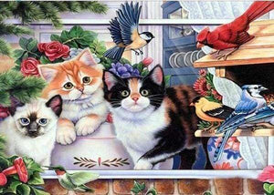 Diamond Painting | Diamond Painting - Cats and Birds | animals birds cats Diamond Painting Animals | FiguredArt
