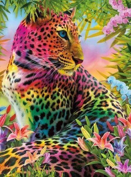 Diamond Painting | Diamond Painting - Colorful Leopard | animals Diamond Painting Animals leopards | FiguredArt