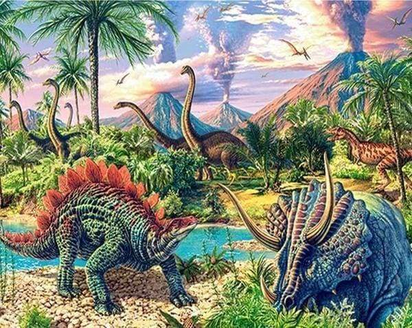 Diamond Painting | Diamond Painting - Dinosaurs and landscape | animals Diamond Painting Animals dinosaurs | FiguredArt