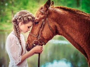 Diamond Painting | Diamond Painting - Girl and Horse | animals Diamond Painting Animals horses | FiguredArt