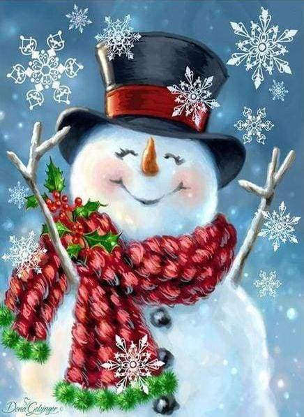 Diamond Painting | Diamond Painting - Happy Snowman | Diamond Painting Landscapes landscapes winter | FiguredArt