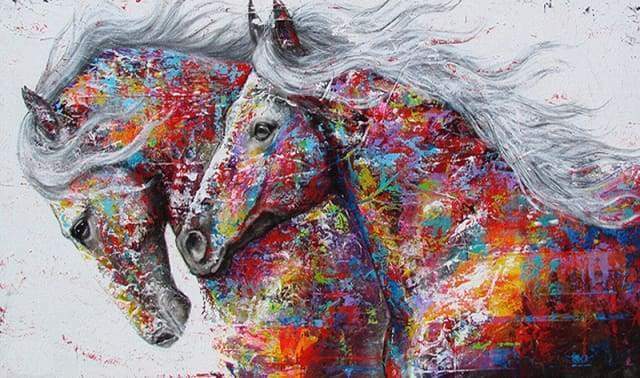 Diamond Painting | Diamond Painting - Horses Couple | Diamond Painting Landscapes horses landscapes | FiguredArt