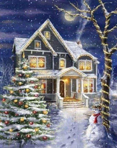Diamond Painting | Diamond Painting - House decorated for Christmas | christmas Diamond Painting Landscapes landscapes | FiguredArt