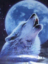 Load image into Gallery viewer, Diamond Painting | Diamond Painting - Howling Wolf and Full Moon | animals Diamond Painting Animals rabbits wolves | FiguredArt