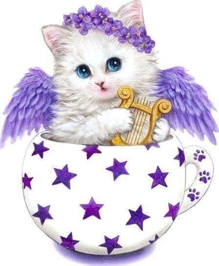 Diamond Painting | Diamond Painting - Kitten in a Cup | animals cats Diamond Painting Animals | FiguredArt