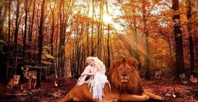 Diamond Painting | Diamond Painting - Lady and the Lion | animals Diamond Painting Animals lions | FiguredArt