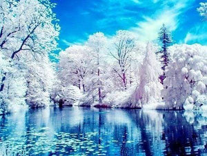 Diamond Painting | Diamond Painting - Lake in Winter | Diamond Painting Landscapes landscapes winter | FiguredArt
