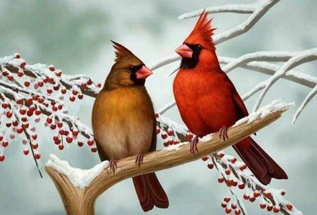 Diamond Painting | Diamond Painting - Little Birds on Branch | animals birds Diamond Painting Animals | FiguredArt