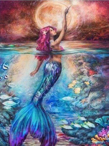 Diamond Painting | Diamond Painting - Mermaid in the sea | Diamond Painting Romance romance | FiguredArt