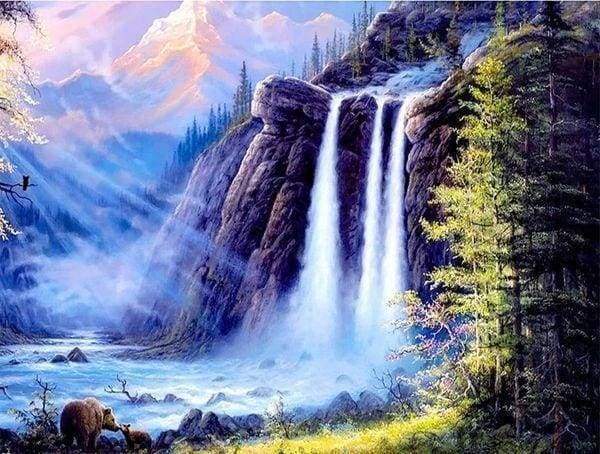 Diamond Painting | Diamond Painting - Mountain Fall | Diamond Painting Landscapes landscapes mountains | FiguredArt