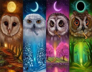 Diamond Painting | Diamond Painting - Multicolored Owls | animals Diamond Painting Animals owls | FiguredArt