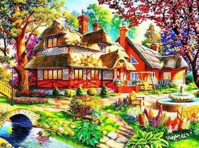 Diamond Painting | Diamond Painting - Peaceful House | Diamond Painting Landscapes landscapes | FiguredArt