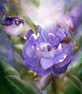 Diamond Painting | Diamond Painting - Purple Flower and Bird | animals birds Diamond Painting Animals Diamond Painting Flowers flowers |