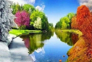 Diamond Painting | Diamond Painting - Reflection Lake in summer | Diamond Painting Landscapes landscapes | FiguredArt