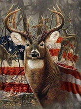 Load image into Gallery viewer, Diamond Painting | Diamond Painting - Reindeer and American Flag | animals deer Diamond Painting Animals | FiguredArt