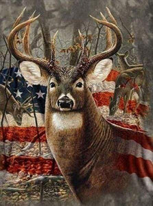 Diamond Painting | Diamond Painting - Reindeer and American Flag | animals deer Diamond Painting Animals | FiguredArt