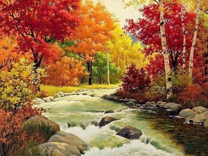 Diamond Painting | Diamond Painting - River in Autumn | Diamond Painting Landscapes landscapes | FiguredArt