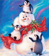 Load image into Gallery viewer, Diamond Painting | Diamond Painting - Snowman and Penguins | animals Diamond Painting Animals winter | FiguredArt