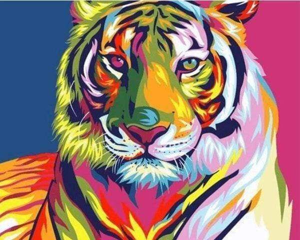 Diamond Painting | Diamond Painting - Tiger colorful | animals Diamond Painting Animals tigers | FiguredArt