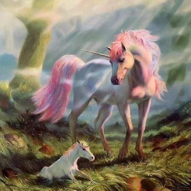 Diamond Painting | Diamond Painting - Unicorn and Baby | animals Diamond Painting Animals unicorns | FiguredArt
