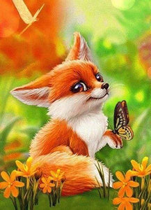 Diamond Painting | Diamond Painting - Vulpecula and Butterfly | animals butterflies Diamond Painting Animals foxes | FiguredArt