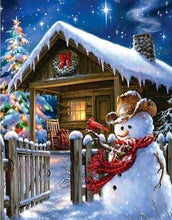 Load image into Gallery viewer, Diamond Painting | Diamond Painting - Winter House and Snowman | Diamond Painting Landscapes landscapes winter | FiguredArt