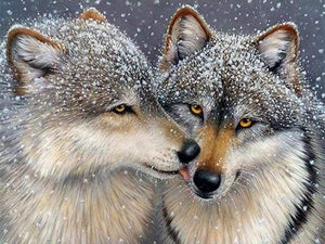Diamond Painting | Diamond Painting - Wolves under the Snow | animals Diamond Painting Animals rabbits wolves | FiguredArt