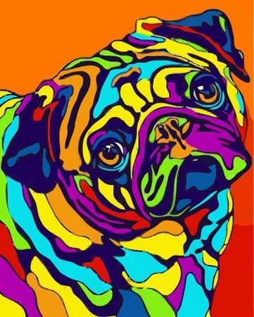 paint by numbers | Dog and Pop Art colors | animals dogs easy new arrivals Pop Art | FiguredArt