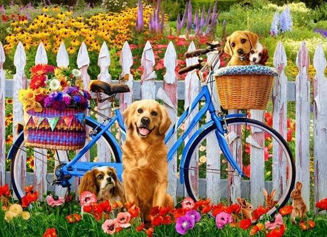 paint by numbers | Dogs and Bicycles | advanced animals dogs flowers new arrivals | FiguredArt