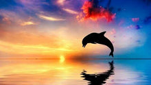 Load image into Gallery viewer, paint by numbers | Dolphin at Sunset | animals dolphins intermediate | FiguredArt