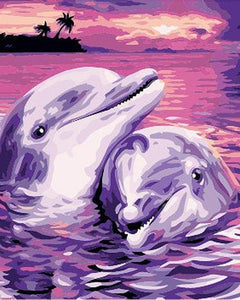 paint by numbers | Dolphins Forever Together | animals dolphins easy | FiguredArt
