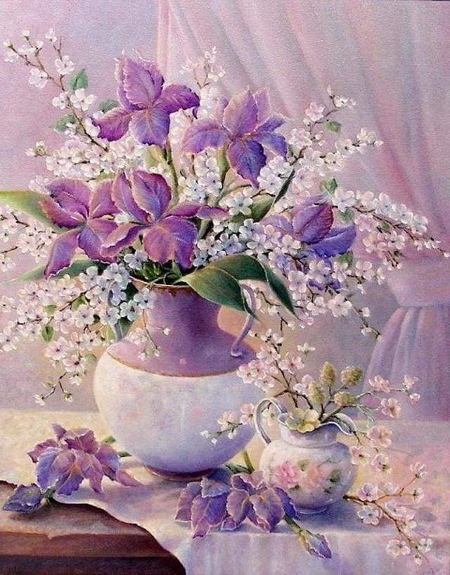 paint by numbers | Elegant Purple Vase | advanced animals elephants flowers | FiguredArt