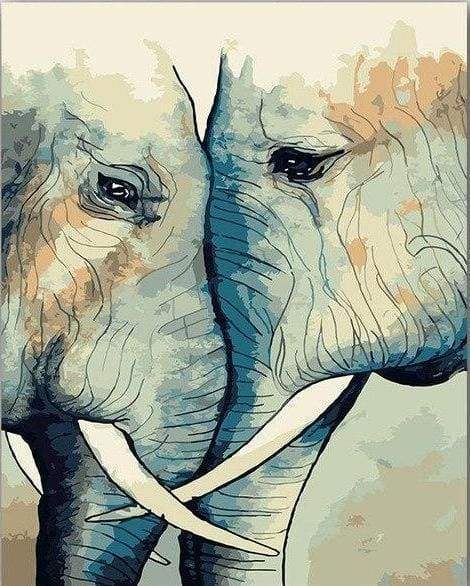 paint by numbers | Elephants Gather | animals elephants intermediate | FiguredArt