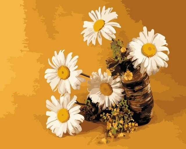 paint by numbers | Five Daisies | easy flowers | FiguredArt