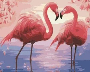 paint by numbers | Flamingos Romance | animals birds easy flamingos new arrivals | FiguredArt