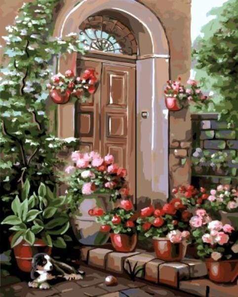 paint by numbers | Flower on the Porch | flowers intermediate | FiguredArt