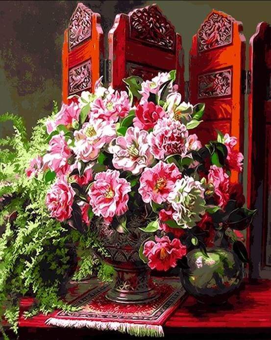 paint by numbers | Flowers and Chinese style interior | advanced flowers | FiguredArt