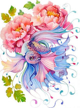 Load image into Gallery viewer, paint by numbers | Flowers and Fish interlaced | animals fish flowers intermediate | FiguredArt