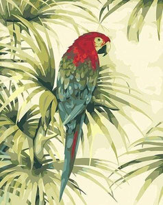 paint by numbers | Flowers and Parrot | animals birds flowers intermediate parrots | FiguredArt
