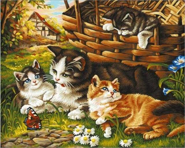 paint by numbers | Four Cats | animals cats intermediate | FiguredArt