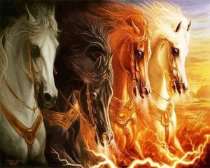 paint by numbers | Four Horses | advanced animals horses new arrivals | FiguredArt