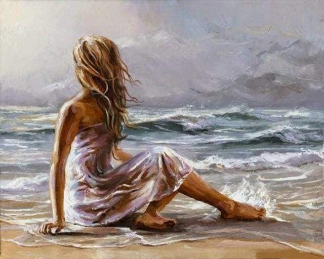 paint by numbers | Girl on the Beach | advanced landscapes romance | FiguredArt